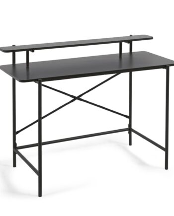 Kave Home Galatia Konsolbord       Hylde Sort Melamin Og Sort Metal  120x64