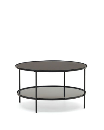 Kave Home Gilda Sofabord       Hylde  Rund Mat Sort Glas Og Metal  ø80