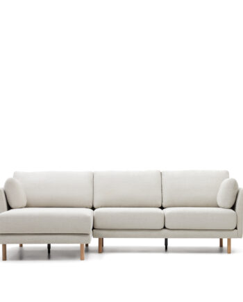 Kave Home Gilma   Pers  Sofa     Højre Venstre Chaiselong Perlemor Chenille Og Naturben  260cm