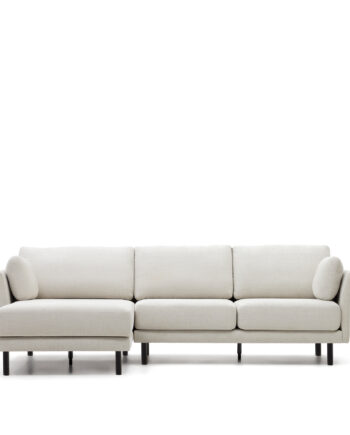 Kave Home Gilma   Pers  Sofa     Højre Venstre Chaiselong Perlemor Chenille Og Sorte Ben  260cm