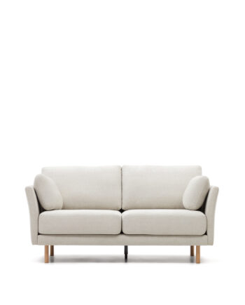 Kave Home Gilma   Pers  Sofa Perlemor Chenille Og Natur Træ
