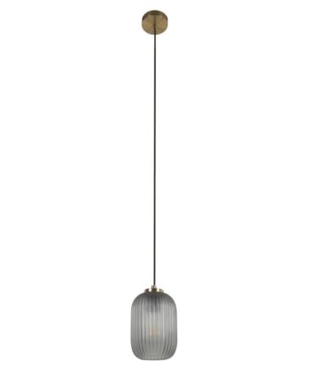 Kave Home Hestia Loftlampe Grå Glas Og Messing Metal
