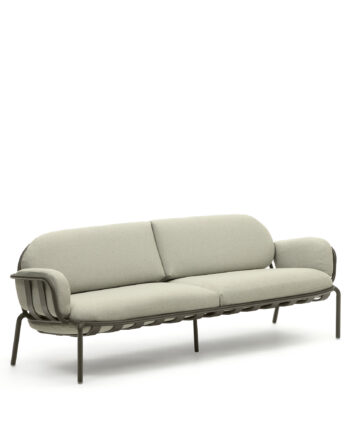 Kave Home Joncols   Pers  Havesofa     Beige Hynder Grøn Aluminium
