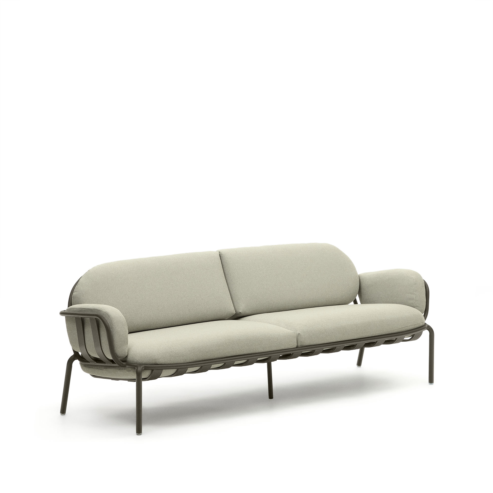 Kave Home Joncols Pers Havesofa Beige Hynder Grøn Aluminium
