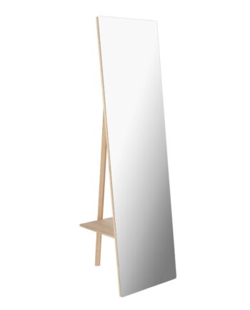 Kave Home Keisy Gulvspejl     Bøjlestang Og Hylde Spejlglas Og Natur Træ  45x160