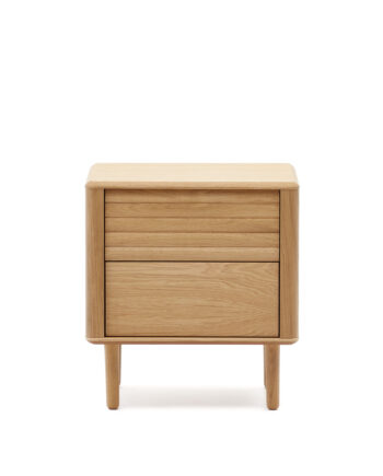 Kave Home Lenon Sengebord       Skuffer Natur Egefinér Og Egetræ  50x55