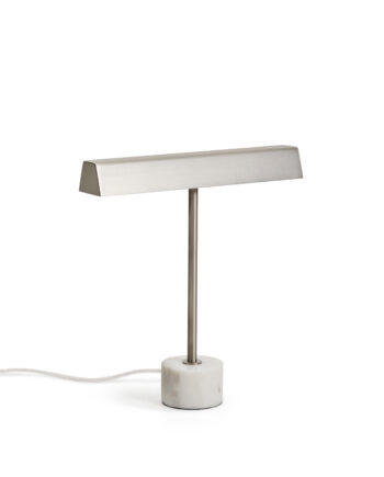 Kave Home Lynor Bordlampe Børstet Metal Og Hvid Marmor