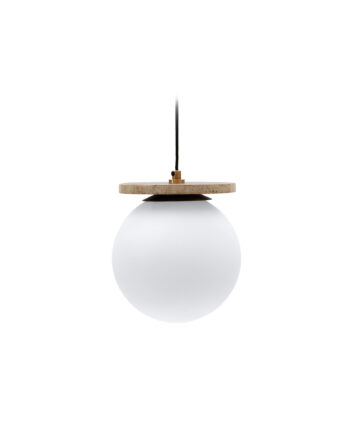 Kave Home Malachi Loftlampe Hvid Glaseret Glas Og Travertinsten