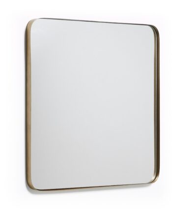 Kave Home Marco Vægspejl  Kvadratisk Spejlglas Og Guld Stål  60x60