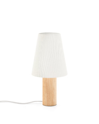 Kave Home Marga Bordlampe Elfenben Bomuld Og Natur Gummitræ
