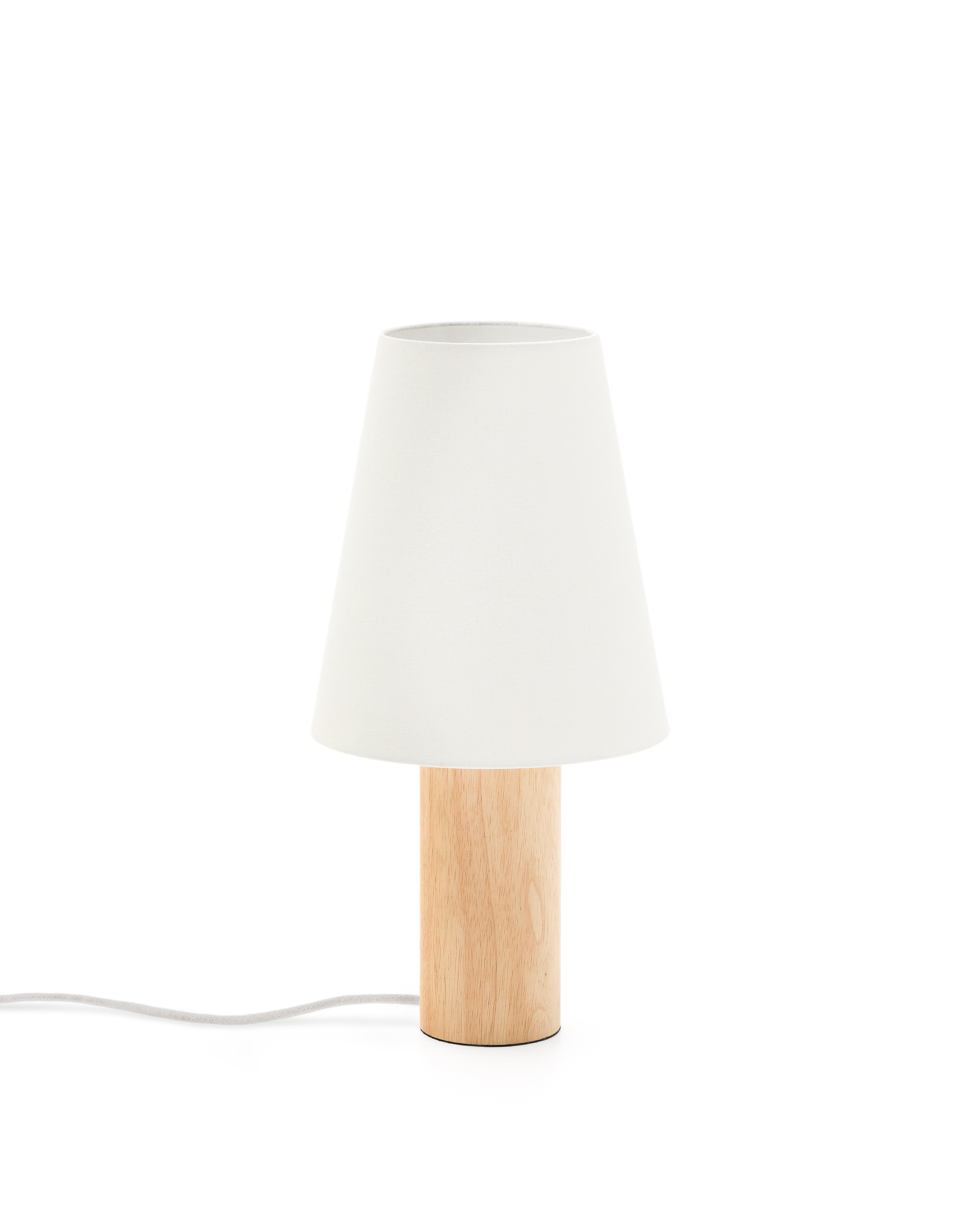 Kave Home Marga Bordlampe Elfenben Bomuld Og Natur Gummitræ