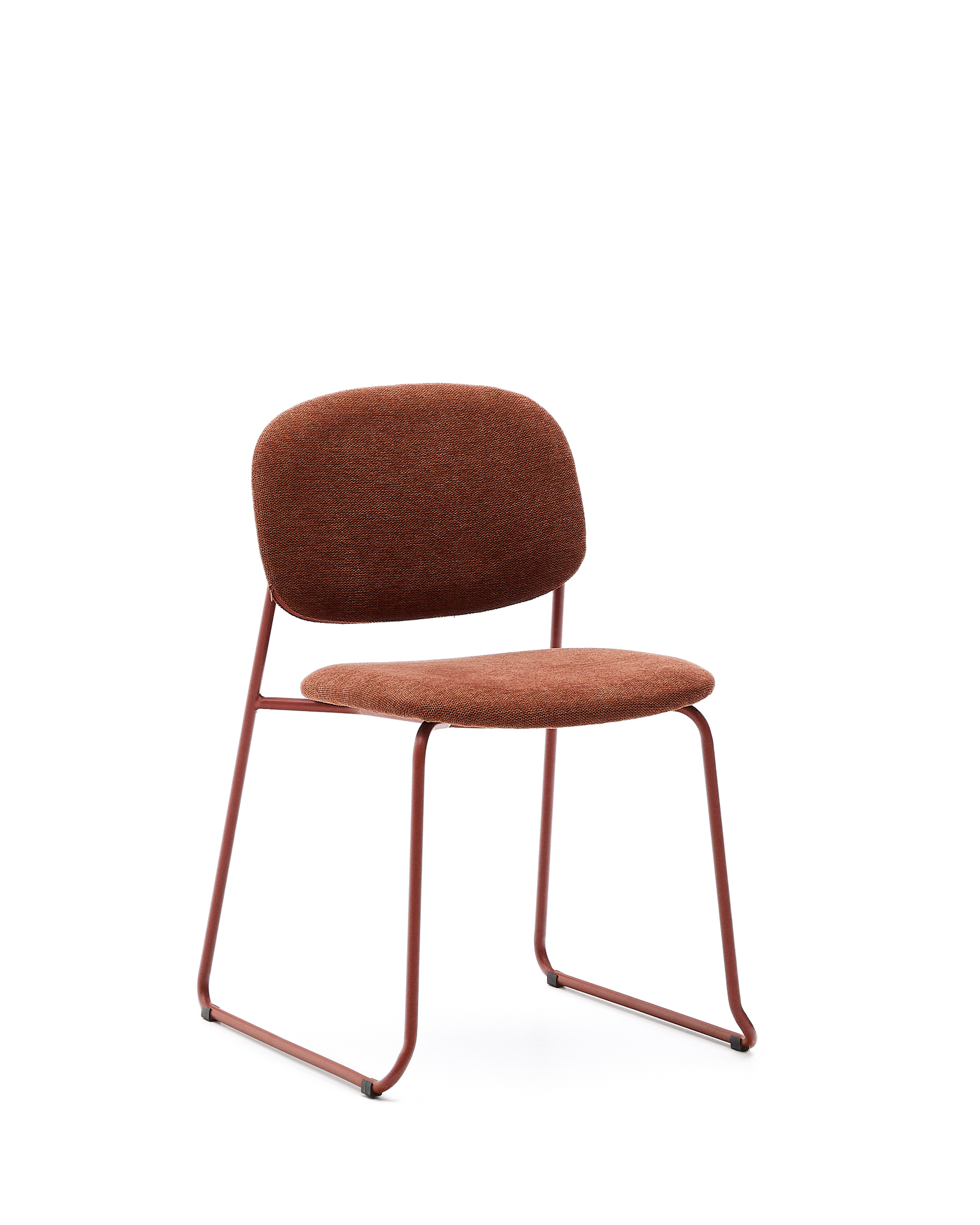 Kave Home Meli Spisebordsstol  Stabelbar Terrakotta Chenille Stof Og Terrakotta Metal