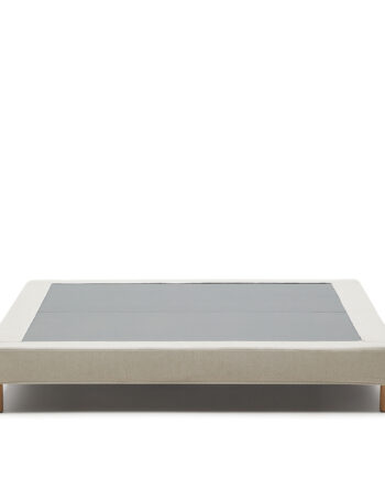 Kave Home Ofelia Sengebund Beige Aftageligt Betræk Og Bøgetræ  Til En 180x200cm Madras