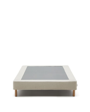 Kave Home Ofelia Sengebund Beige Aftageligt Betræk Og Bøgetræ  Til En 90x200cm Madras