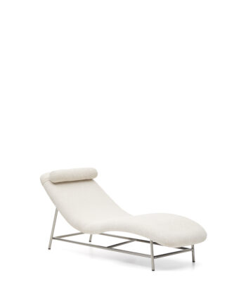 Kave Home Osla Chaiselong Beige Chenille Og Børstet Rustfrit Stål  175x71