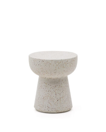 Kave Home Pada Udendørs Sidebord  Rund Hvid Terrazzo Cement  ø40