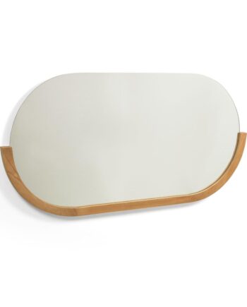 Kave Home Rokia Vægspejl  Oval Spejlglas Og Natur Teaktræ  90x55