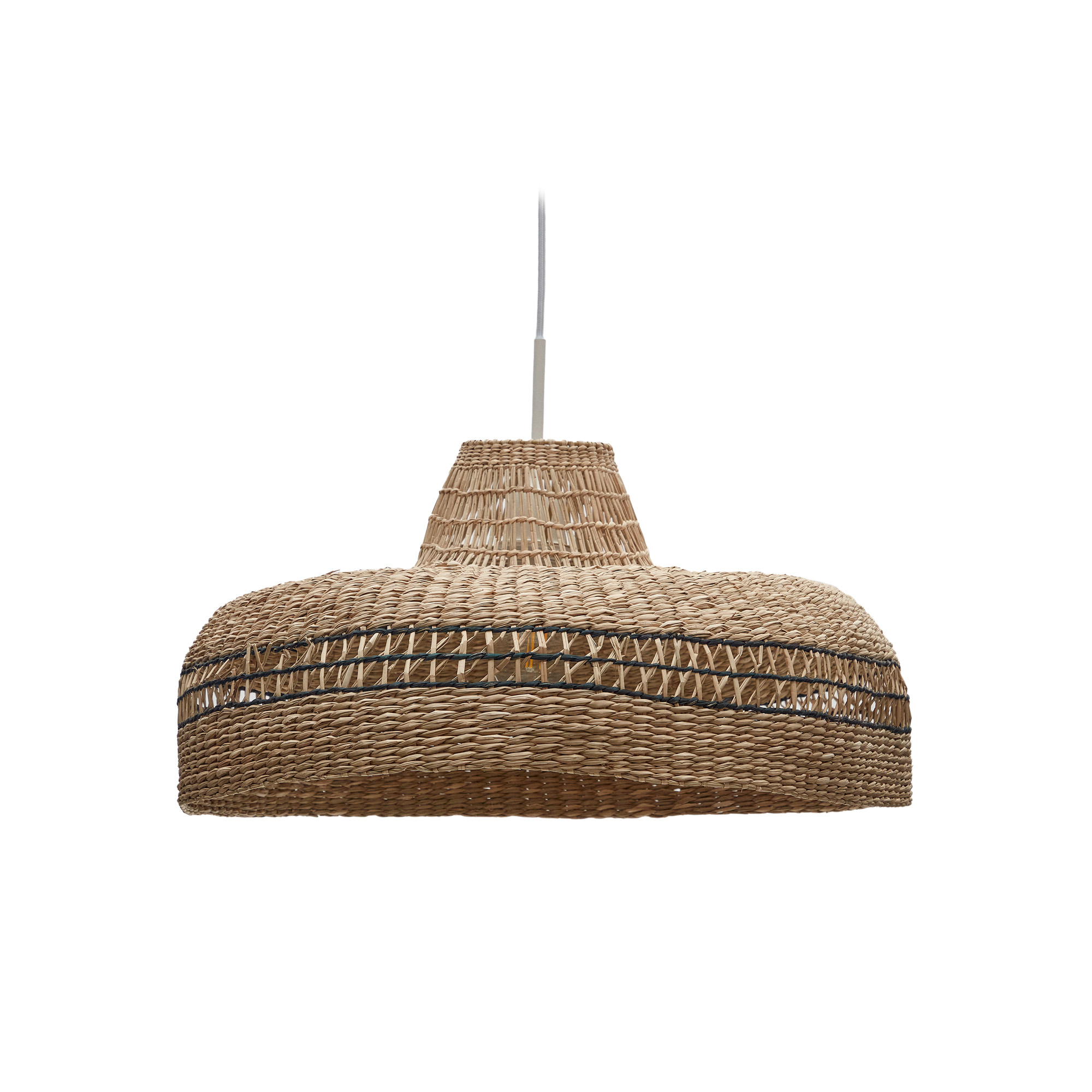 Kave Home Rupia Loftslampeskærm   Naturfiber Med En Naturlig Og Sort Finish   : 55 Cm
