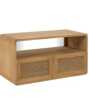 Kave Home Sabiela Badeværelsesskab       Skuffer Natur Rattan Og Teaktræ  86x45