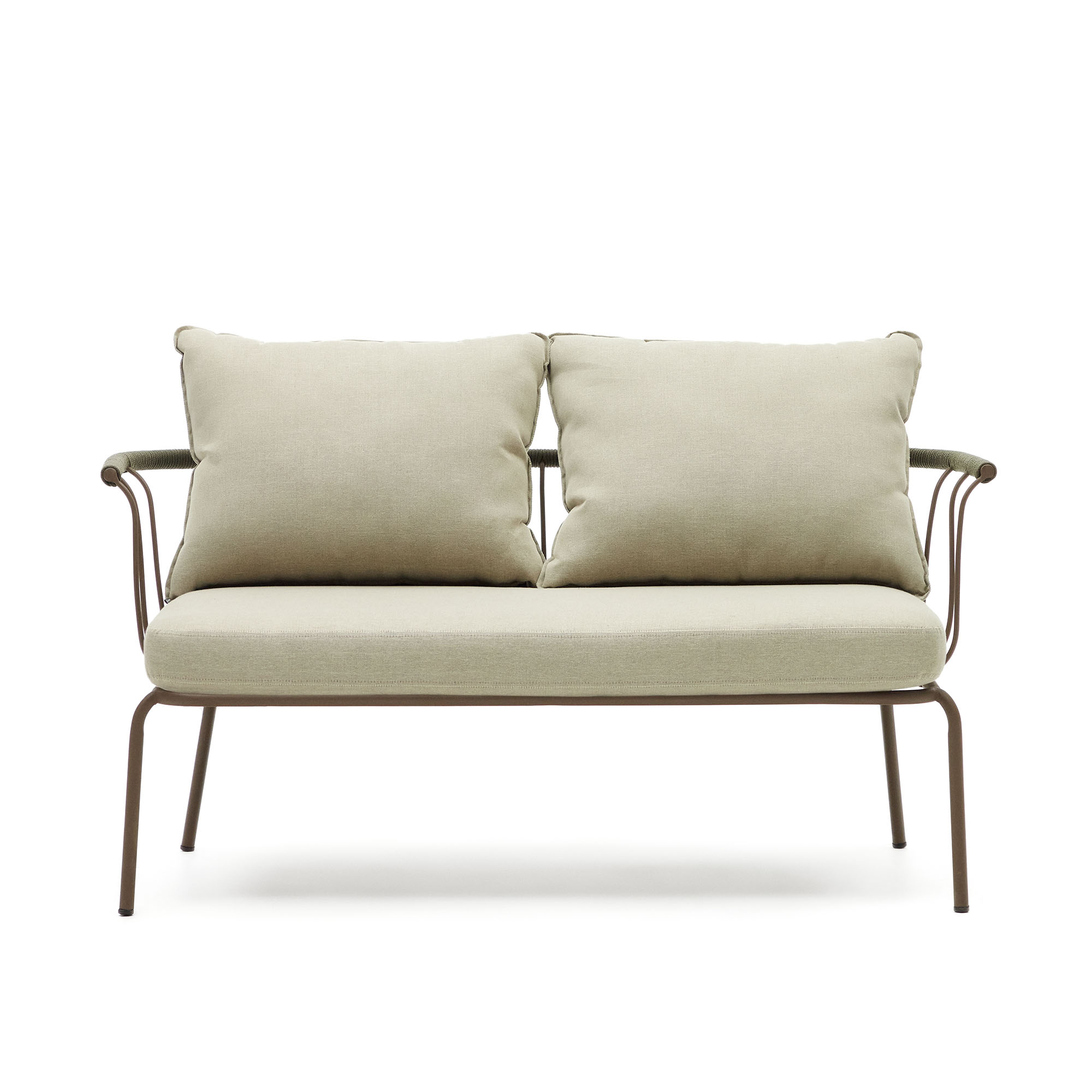 Kave Home Salguer Havesofa     Beige Hynder Grøn Reb Og Brun Stål
