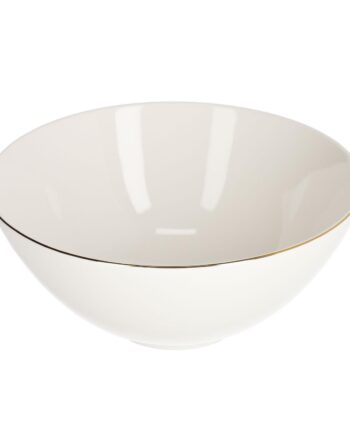 Kave Home Taisia Stor Skål Hvid Og Guld Porcelæn  ø24