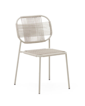 Kave Home Talaier Havestol  Stabelbar Beige Reb Og Beige Stål