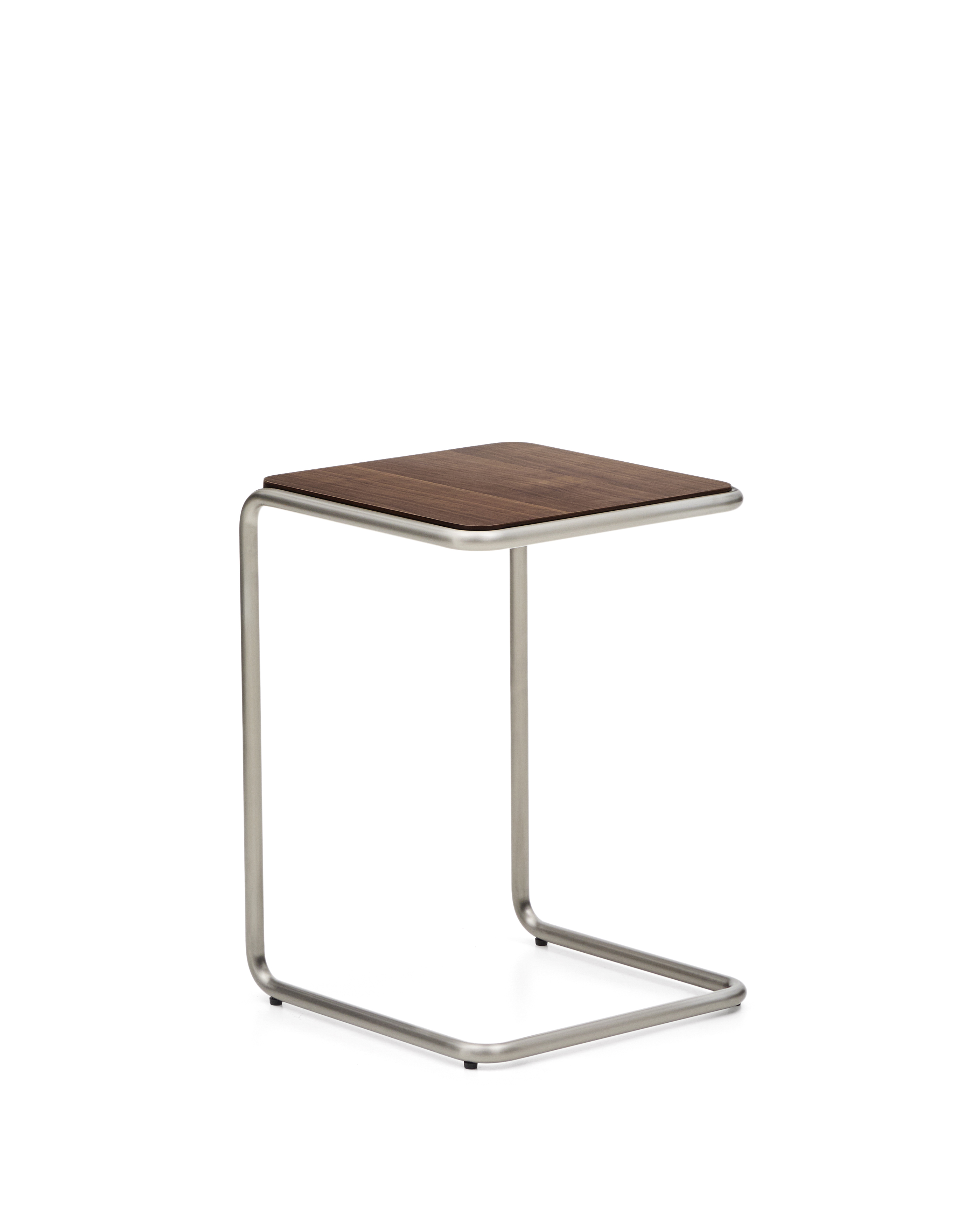 Kave Home Tarsel Sidebord  Rektangulær Valnøddefiner Og Børstet Rustfrit Stål  42x60