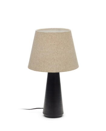 Kave Home Torrent Bordlampe Hørskærm Og Sort Metal