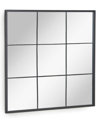 Kave Home Ulrica Vægspejl  Kvadratisk Spejlglas Og Sort Stål  80x80