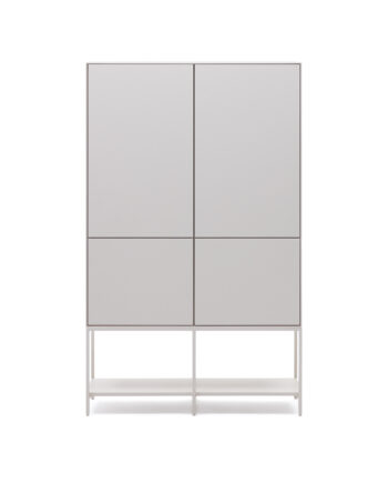Kave Home Vedrana Høj Skænk       Låger Hvid Mdf Og Stål  97 5x40