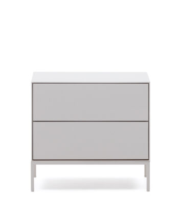 Kave Home Vedrana Natbord       Skuffer Hvid Mdf Og Stål  60x55