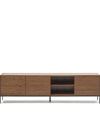 Kave Home Vedrana Tv-bord       Låger Og   Hylder Brun Valnøddefiner Og Sort Stål  195x40