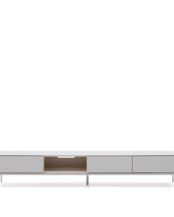 Kave Home Vedrana Tv-bord       åbent Rum Og   Skuffer Hvid Mdf Og Stål  195x40