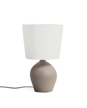 Kave Home Viona Mellemstor Bordlampe Elfenben Bomuld Og Grå Metal Med Tekstureret Steneffekt   :50