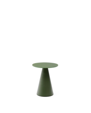 Kave Home Wilshire Sidebord  Rund Grøn Frostet Hærdet Glas Og Mat Grøn Stål  ø35