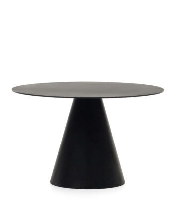 Kave Home Wilshire Spisebord  Rund Mat Sort Glas Og Metal  ø120