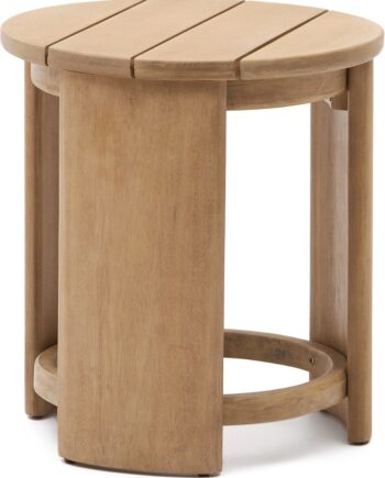 Kave Home Xoriguer Udendørs Sidebord   Massivt Eukalyptustræ Natur ø56 H60 Cm