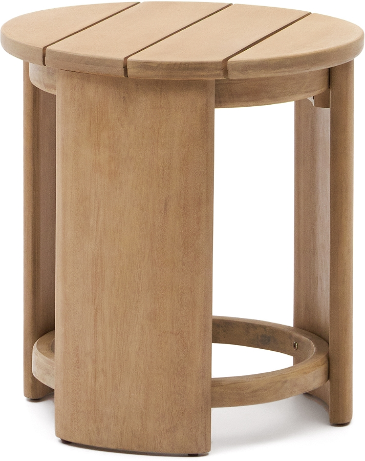 Kave Home Xoriguer Udendørs Sidebord   Massivt Eukalyptustræ Natur ø56 H60 Cm