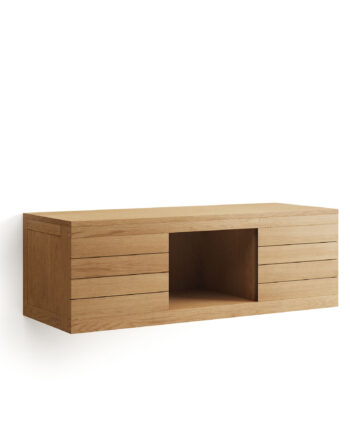 Kave Home Yenit Væghængt Badeværelsesskab Natur Teaktræ  120x45