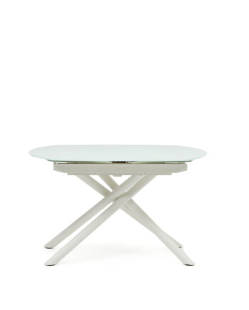 Kave Home Yodalia Spisebord     Udtræk Glas  Mdf Og Hvid Stål  130 190 X100
