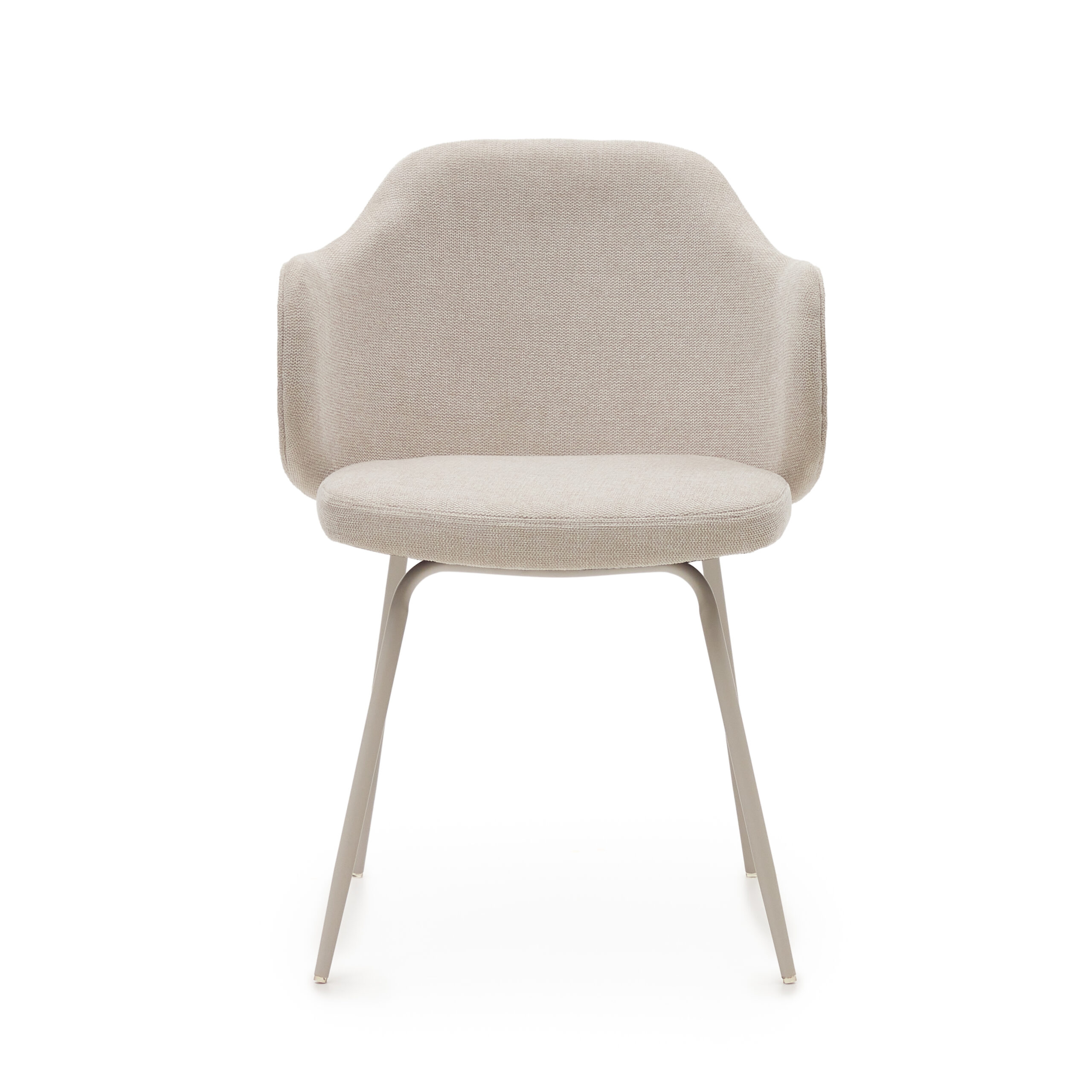 Kave Home Yunia Spisebordsstol Armlæn Beige Stof Og Beige Stål