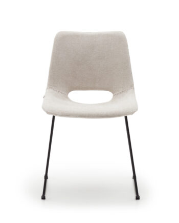 Kave Home Zahara Spisebordsstol Beige Stof Og Sort Stål