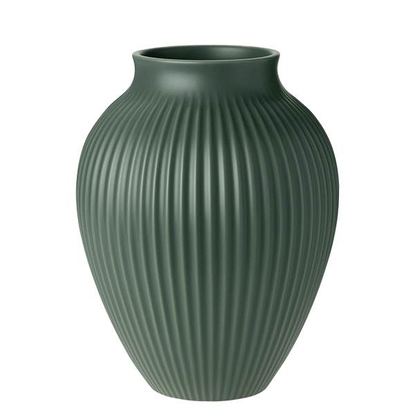 Knabstrup Keramik Knabstrup Vase Med Riller  27 Cm Mat Celadon Green  : Erling Christensen Møbler