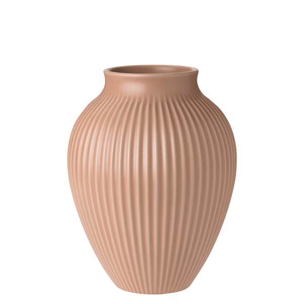 Knabstrup Keramik Knabstrup Vase Med Riller  20 Cm Mat Dusty Rose  : Erling Christensen Møbler