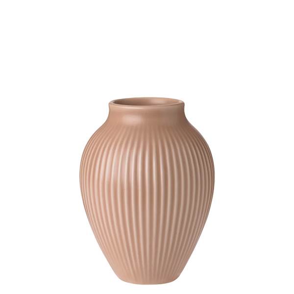 Knabstrup Keramik Knabstrup Vase Med Riller  12   Cm Mat Dusty Rose  : Erling Christensen Møbler