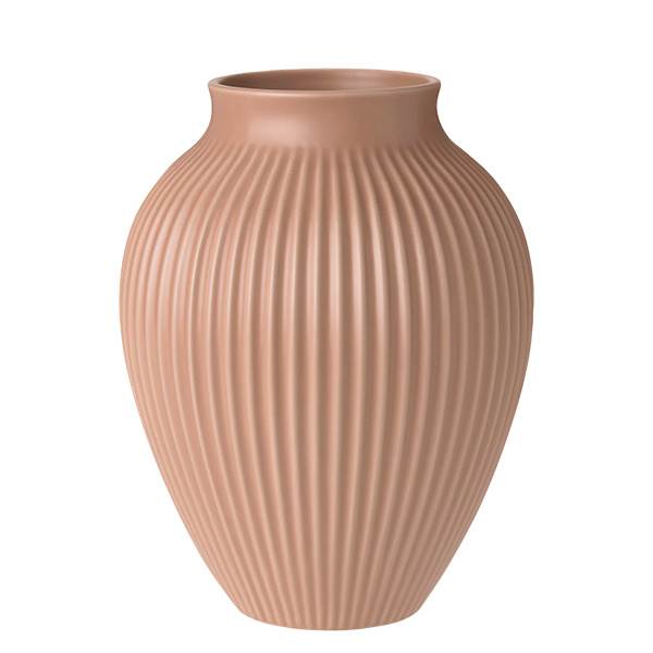 Knabstrup Keramik Knabstrup Vase Med Riller  27 Cm Mat Dusty Rose  : Erling Christensen Møbler