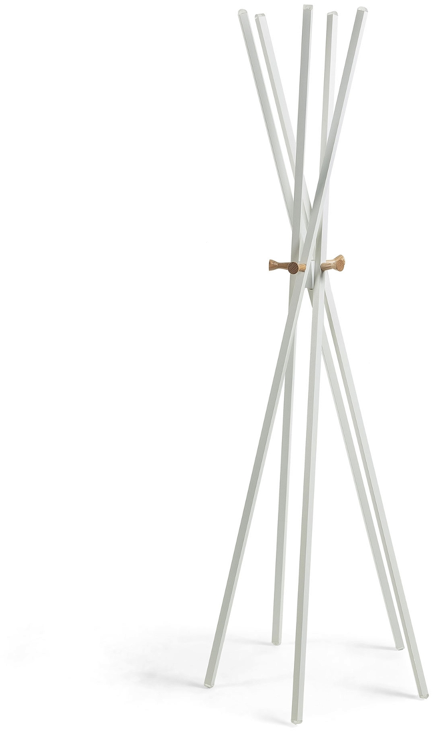 Knagerække   Hattehylde Kave Home Chelsey   Stumtjener   Mat Metal   Træknopper  Hvid Natur  Nordisk Design