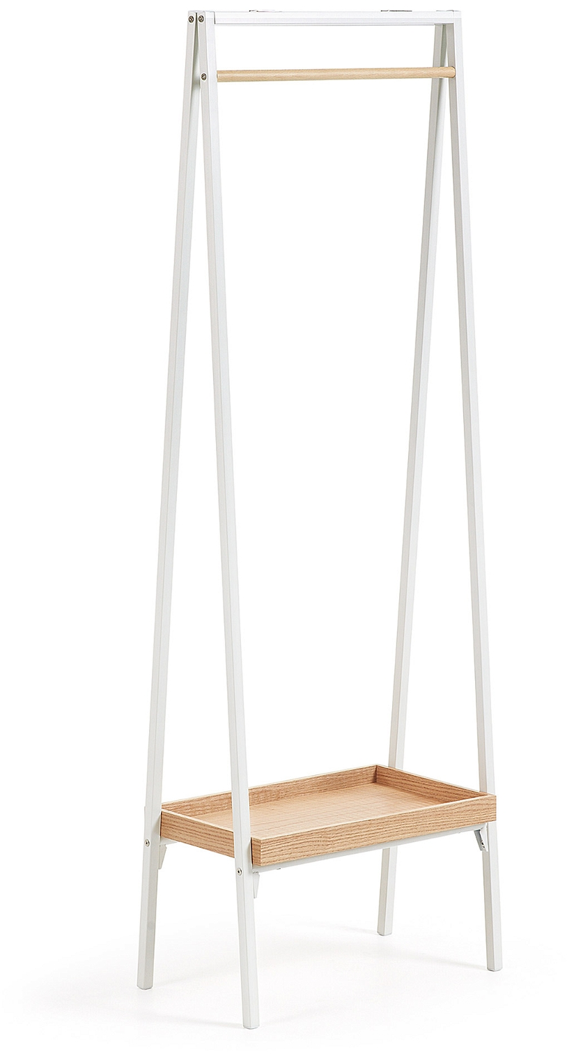 Knagerække Kave Home Benny   Hvidmalet Metal Og Mdf Egefiner 160x30x55 Cm