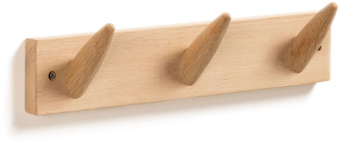 Knagerække Kave Home Natane  Væghængt Rustik Birketræ Med   Kroge  Naturfinish  L40 Cm