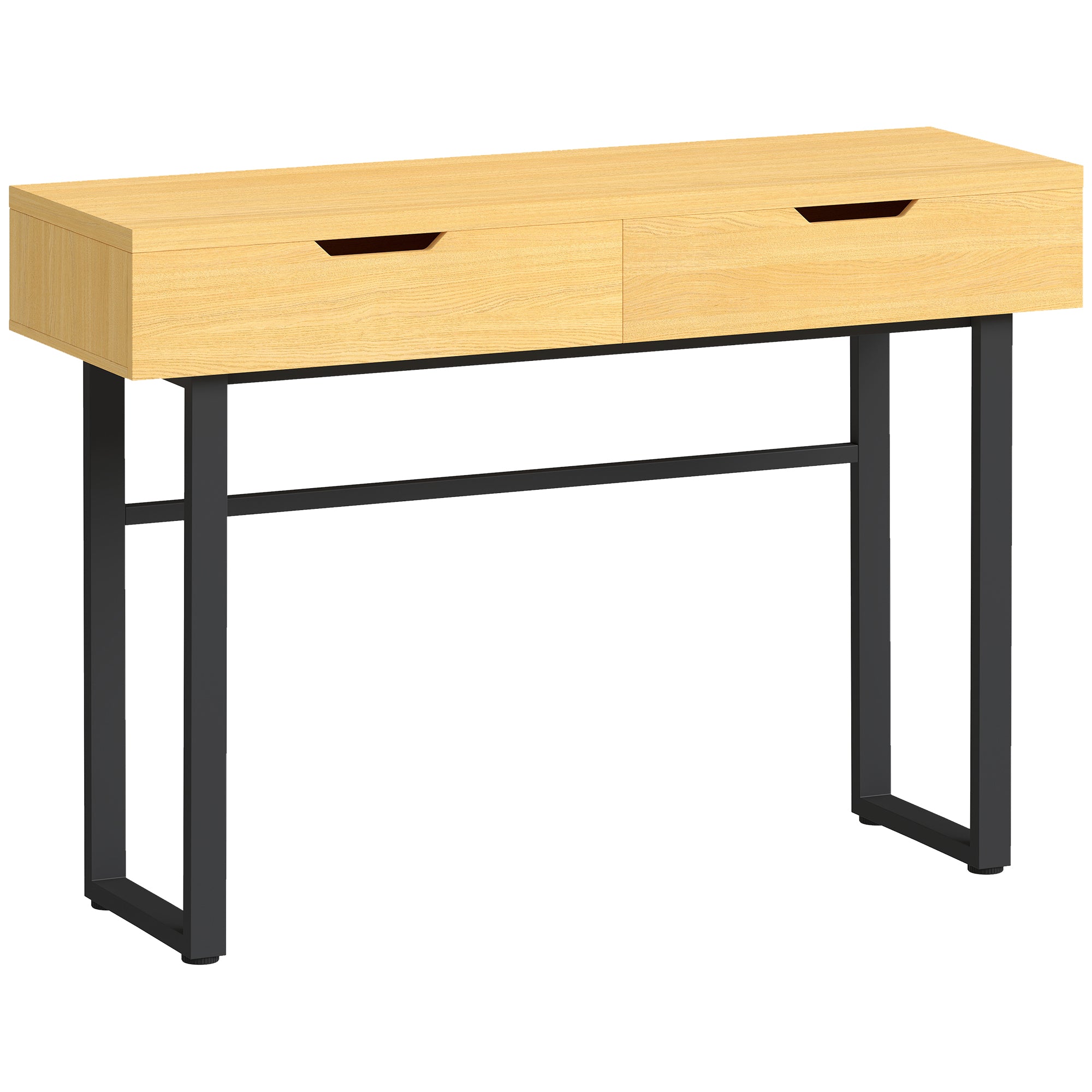 Konsolbord Smalt Entrebord Med Skuffer Metalstel Til Entre 110 35 76 Cm Naturlig Finish